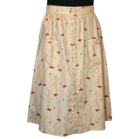 Ok47 Dresses & Skirts - Retro Style Skirt with Red Birds and Bombs Size S/M